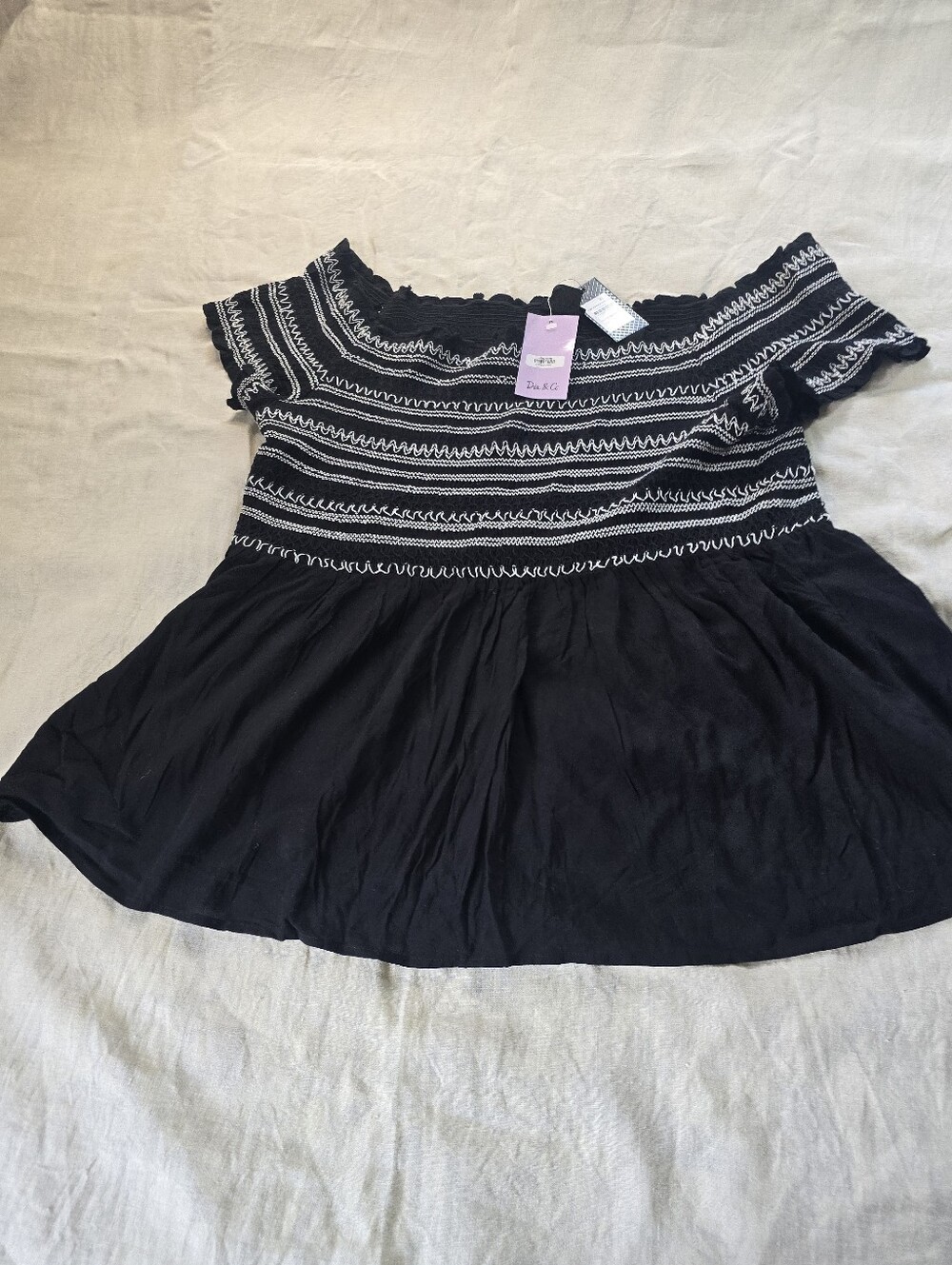 NWT City Chic Womens French Black Top Stitch Off Shoulder Stretch Top XL/22
